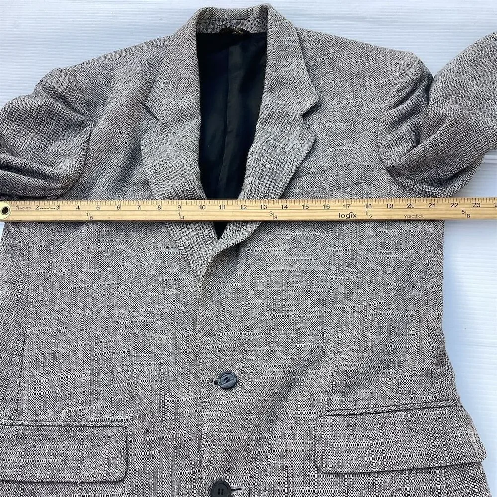 Vintage Hill & Archer Men's Gray Wool Tweed Blazer Size 42 L‎ Herringbone
